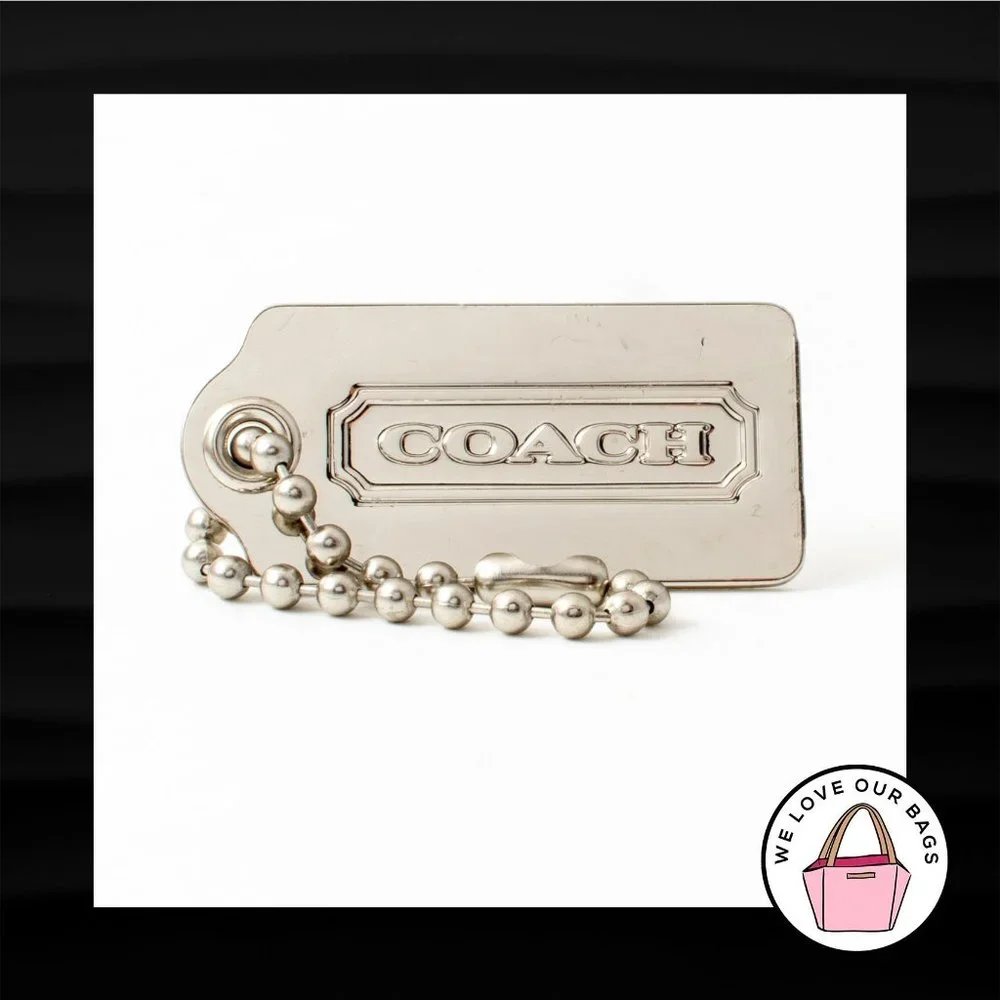 2.25" Large COACH SILVER NICKEL METAL KEY FOB BAG CHARM KEYCHAIN HANGTAG TAG